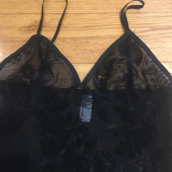 Black bodysuit with rose detailing. - Picture 3 of 5